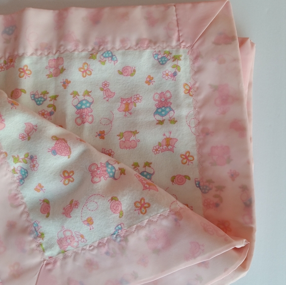 Vintage NOS New Old Stock Cotton Flannel Baby Blanket - Picture 1 of 4